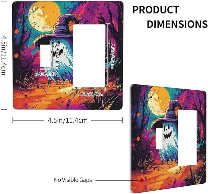 Outlet Covers Ghost Colorful Forest Moon Dead Tree 1 Toggle 1 Rocker Combination Decorative Wall Plate Electrical Switch Plates Light Switch Cover Plate For Nursery Kids Room Decor