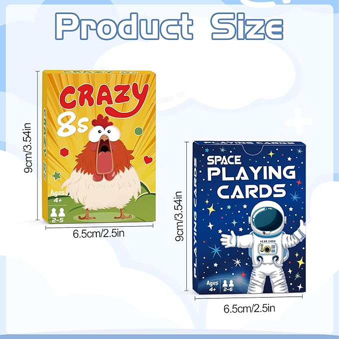 Card Games, Crazy 8s Card Game, Space Playing Cards for Kids, Fun Classic Interactive Games for Kids Toddlers Adults, Perfect for Stocking Stuffers Gifts, Family Game Night Party Table Games