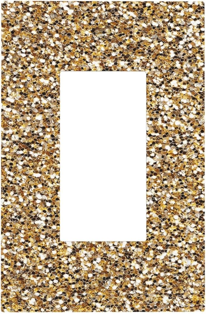 Decorative Outlet Covers Gold Glitter Sequins 1 Gang Single Rocker Light Switch Cover Plate GFCI Wall Plates Electrical Switch Plate Cover for Bedroom Cabin Decor