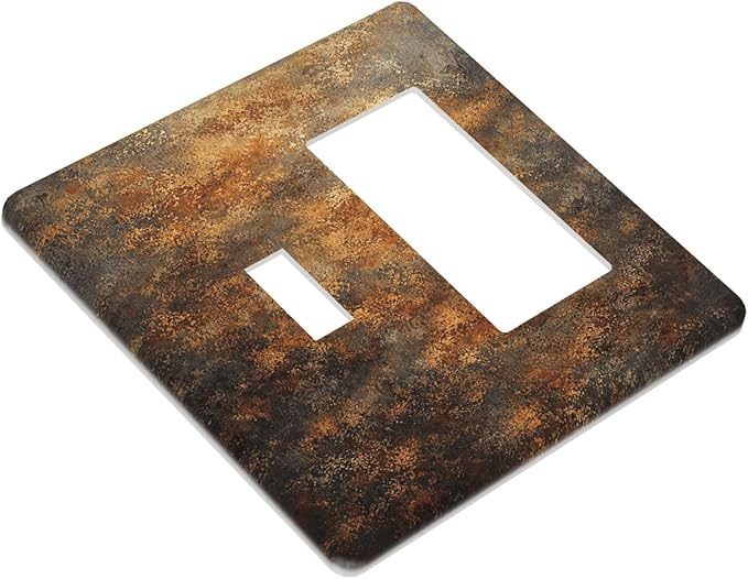 Decorative Outlet Covers Vintage Rust Pattern in Brown gold 2 Gang Light Switch Cover Plate Single Toggle 1 Rocker Wall Plates for Electrical Outlets Switch Plate Covers for Bedroom Decor