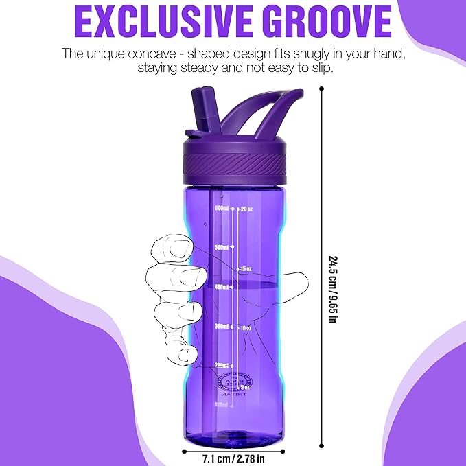 OLDLEY 20 kids Water Bottle with Straw,Tritan BPA-Free,Leak-Proof Design for Travel,Home, School, (Deep Purple)