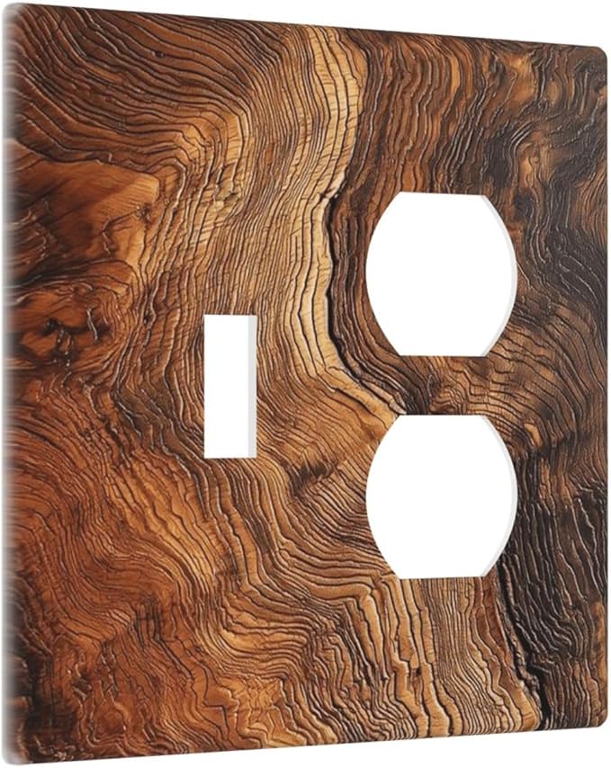 Natural Wood Grain Texture Old Tree Trunk Print Wallplates 1 Toggle 1 Duplex Switch Plate Electrical GFCI Faceplate Decorative Light Switch Covers for Farmhouse Home Decor