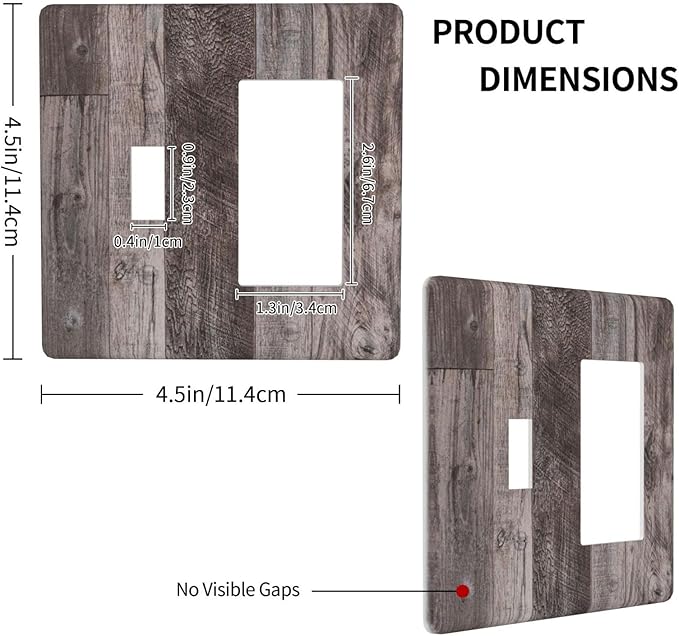 Outlet Covers Rustic Dark Grey Wood Retro Country Wooden 1 Toggle 1 Rocker Combination Decorative Wall Plate Electrical Switch Plates Light Switch Cover Plate for Farmhouse Cabin Decor