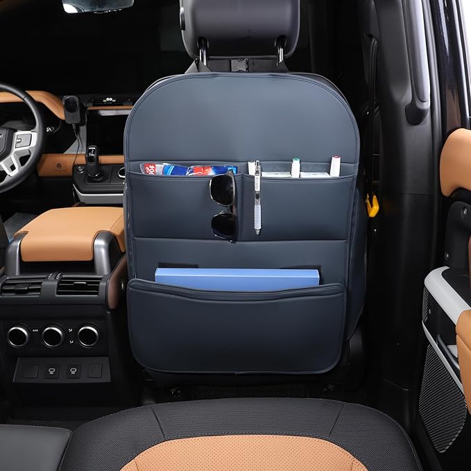 TAIKOO Seat Back Protector,Preventing the Impact of Children Stepping on the Seat Backrest,Beautiful appearance and easy to clean,black (Blue-2 pcs)