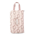 Quilted Baby Diaper and Wipes Pouch Portable Mommy Bag for Stroller Reusable Wipes Pouch with Lanyard for Casual Travel (Pink Flower)