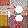 Decorative Outlet Covers Boho Patchwork Bohemian Stitching Colorful Floral 2 Gang Wall Plate Single Toggle Duplex Light Switch Cover Switch Plate Covers Faceplate for Bedroom Decor