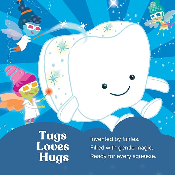 Tooth Fairy Pillow for Kids with Tooth Pocket, Tugs The Tooth Pillow, Comfort Plush for Loose Teeth, Big Feelings & Bedtime, Glow in The Dark, Ages 3+