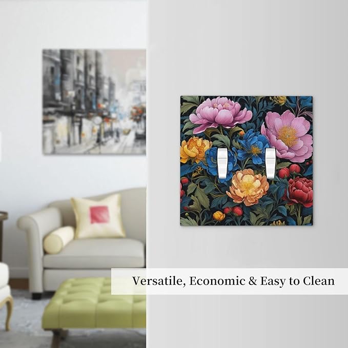 Decorative Light Switch Plate Covers Big Yellow Pink Flowers Blue Red Floral Green Leaf 2 Gang Wall Plate Double Toggle Switch Cover Plate Electric Dual Device Electrical Faceplate