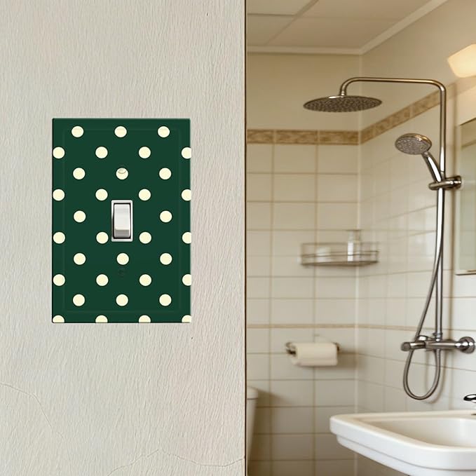 Hunter Green Polka Dot 1-Gang Toggle Light Switch Plate, Retro Preppy Vintage Emerald Dot Decorative Wall Plate for All Room Home Decor