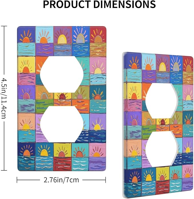 Sunrise Single Duplex Receptacle Outlet Cover Wall Plate Decorative 1 Gang Light Switch Covers Electrical Switchplate Home Decorate Faceplat for Bathroom Bedroom Kitchen Room 4.5 x 2.76 Inch