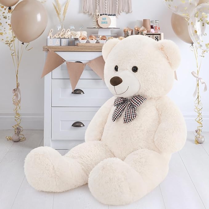 MaoGoLan Giant Teddy Bear Plush Toy - Ultra Soft & Cute Large Stuffed Animal 39 inches, Perfect for Baby Showers, Birthdays, Valentines Day Gifts (Kids, Couples, Family),Beige