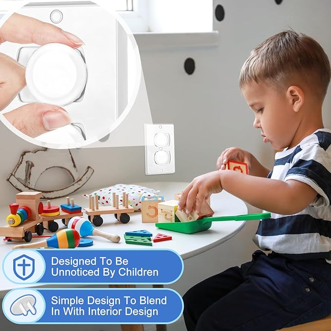 Thyle 200 Pcs Baby Proofing Outlet Covers Bulk Improved Grip Socket Guards for Child Safety Standard Universal Electrical Plug Protectors for Home Office Daycare (White)
