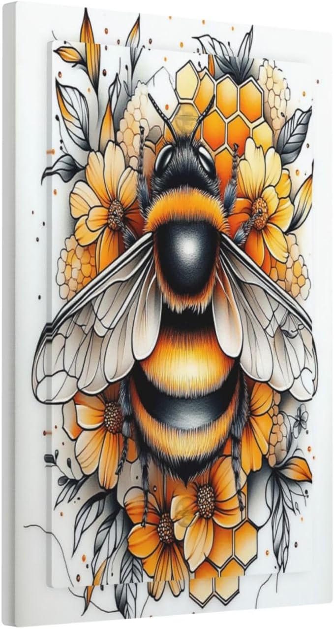 Light Switch Cover Plate Bee Honeycomb Flowers Plant Leaves 1 Gang No Device Blank Electrical Wall Plates Faceplate Decorative Switch Plate For Nursery Kids Room Decor