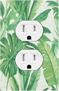 Outlet Covers Tropical Palm Tree Leaf Green Plant 1 Gang Duplex Light Switch Cover Decorative Switch Plates Electrical Receptacle Faceplate Wall Plate For Bed Room Living Room Decor