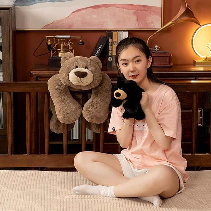 Doireum Weighted Stuffed Animals, Weighted Bear Stuffed Animal Toy Black Bear Plush Throw Pillow Gifts for Boys Girls, 11.8 inch