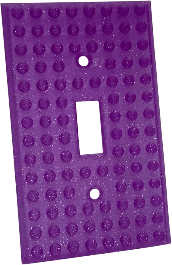 Brick Wall Plate, Single Toggle Light Switch Cover for Kids Bedroom, Game Room, 1-Gang (Purple Sparkle)