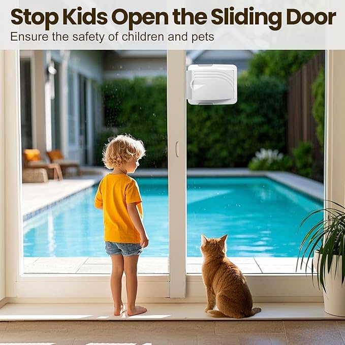 STERGDE Sliding Door Lock 4 Pack, Prevent children from opening sliding doors, sliding door baby proof, Easy To Install, For Sliding Glass Doors, Sliding Windows, Sliding Closets, Etc（Grey）
