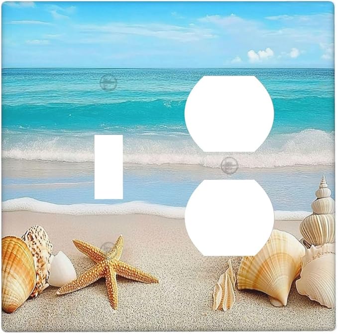 Wallplates Seashells Beach Starfish Scallop 1 Toggle 1 Duplex Switch Plate Electrical Gfci Faceplate Decorative Light Switch Covers For Bathroom Home Decor