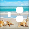 Wallplates Seashells Beach Starfish Scallop 1 Toggle 1 Duplex Switch Plate Electrical Gfci Faceplate Decorative Light Switch Covers For Bathroom Home Decor