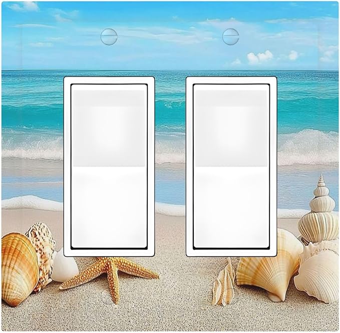 Decorative Outlet Covers Seashells Beach Starfish Scallop 2 Gang Double Gfci Rocker Electrical Wall Panels Light Switch Cover Plate For Bathroom Home Decor
