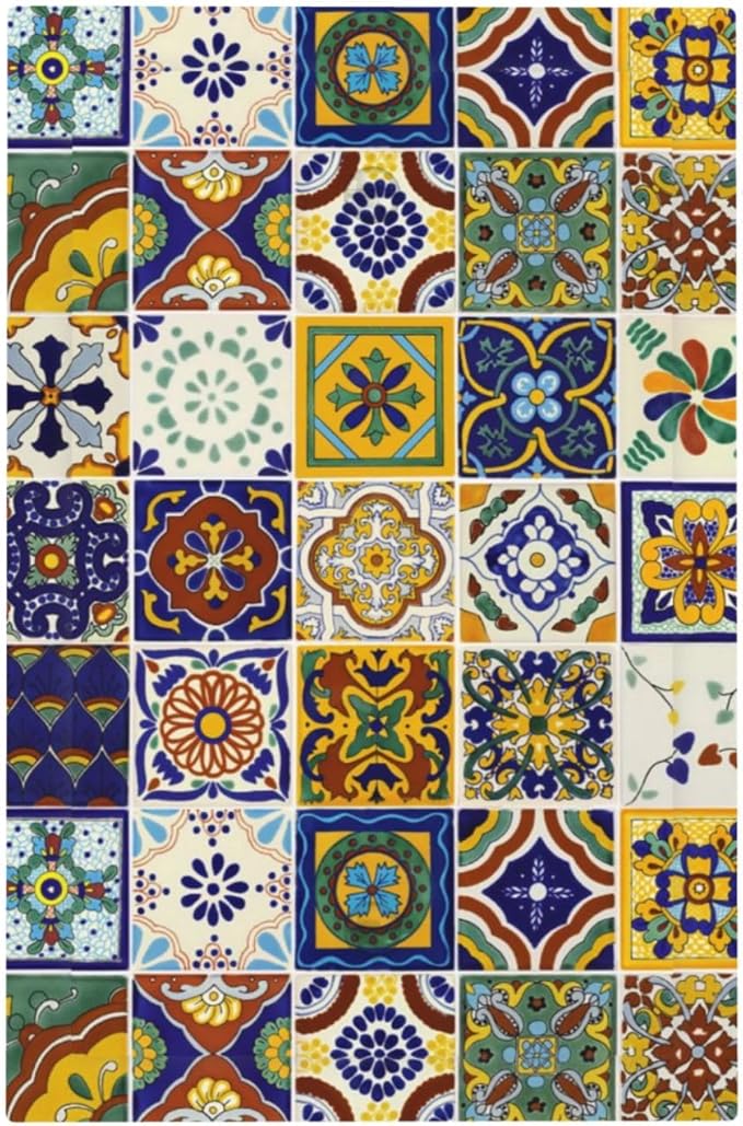 Decorative Kitchen 1-Gang No Device Blank Wallplate Yellow Mexican Moroccan Tile, Electrical Talavera Vintage Mexico Mosaic Style Unused Blank Device Receptacle Outlet Covers Light Switch Cover