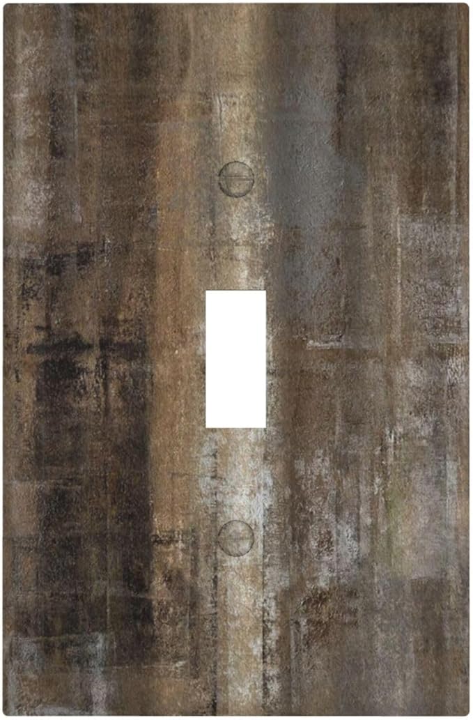 Light Switch Cover Plate Tan Brown Rustic Abstract Wood Vintage Wooden 1 Gang Single Toggle Decorative Switch Plates Wall Plates Electrical Faceplate Socket Covers for Farmhouse Home Decor