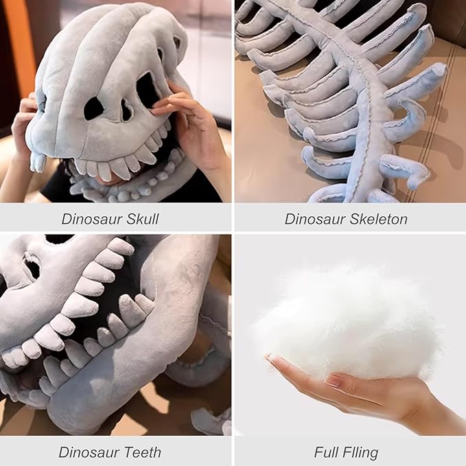 LUMIXA Dinosaur Skeleton Plush Costume - Cozy 3D Spinosaurus Outfit Wearable Cuddly Toy for Dress Up & Play
