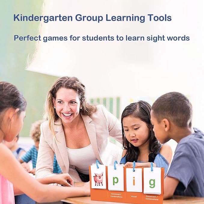 Alened Sight Words Flash Cards for Kindergarten, Phonics Flash Cards, CVC Word Games Pocket Chart, Classroom Learning Activities, Phonics Games for Reading, Speech Therapy Materials for Kids