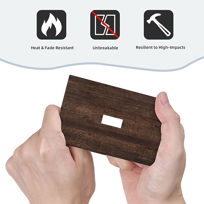 Decorative Switch Cover Plate with Rustic Dark Wood Grain & Vintage Style Design Single Gang Toggle Switch Plate Light Switch Covers Artistic Faceplate for Kitchen/Living Room