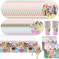 Princess Party Tableware Set, 82 PCS Princess Birthday Supplies Includes 40 Plates, 20 Napkins, 20 Cups, 2 Tablecloth for Birthday Party Decorations