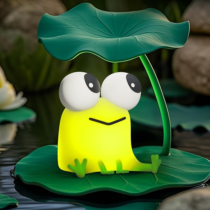 FAMIDUO Cute Frog Night Light, LED Silicone Squishy Novelty Animal Lamp,3 Levels Dimmable/Timer Nursery Nightlight for Kids, Rechargeable Touch Bedside Lamp, Bedroom/Dorm Decor, Baby Boys Girls Gifts