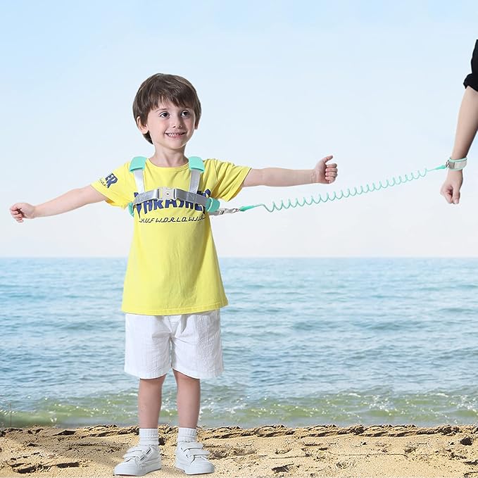 Blisstime 2 in 1 Toddler Leash -Anti Lost Wrist Link for Toddlers -Toddler Harness,Baby Leash,Leash for Toddlers,Wrist Leashes,Child Leashes for Toddlers,Not Easy to Open Without Key