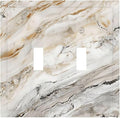 Matte Beige Gold Marble Granite Abstract Print Decorative Switch Plates 2 Gang Double Toggle Outlet Light Switch Cover Wall Plate Electrical Faceplate for Bathroom Kitchen Decor