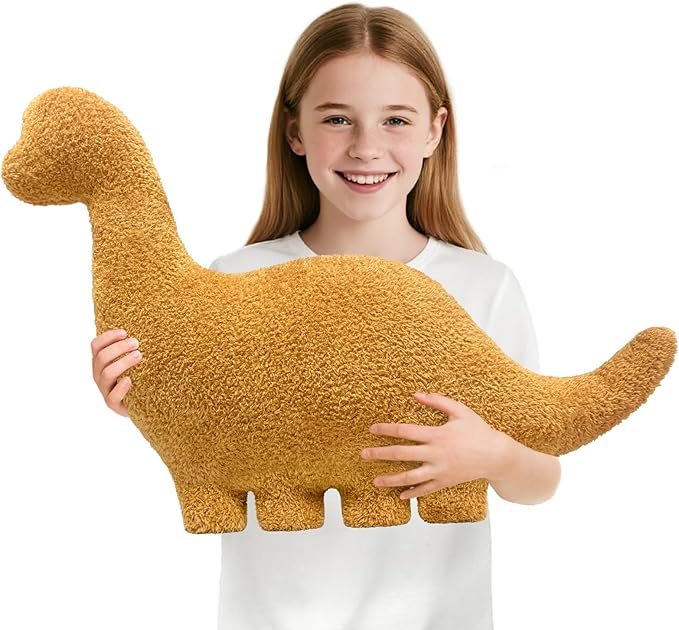 Andywoo Dino Chicken Plush Nuggets Pillow for Funny Birthday Gifts, Cute Funny Stuffed Animals Toy for Boy and Girl, Dinosaur Gifts for Kids Teens and Adults (Brachiosaurus, Large)