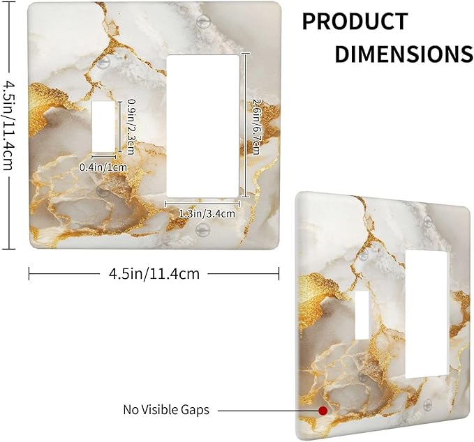Gold Marble Crack Simple Abstract Print Outlet Covers 1 Toggle 1 Rocker Combination Decorative Wall Plate Electrical Switch Plates Light Switch Cover Plate for Bathroom Kitchen Home Decor