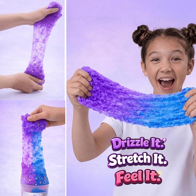 MOOZ Cloud Slime Kit for Kids - Non-Sticky Scented Dough & Fidget Toy - Squishy ASMR Sensory Slime with Mix-Ins & Axolotl Charm - Birthday Gifts for Girls & Boys Ages 5-12 - 7oz, Blue & Purple