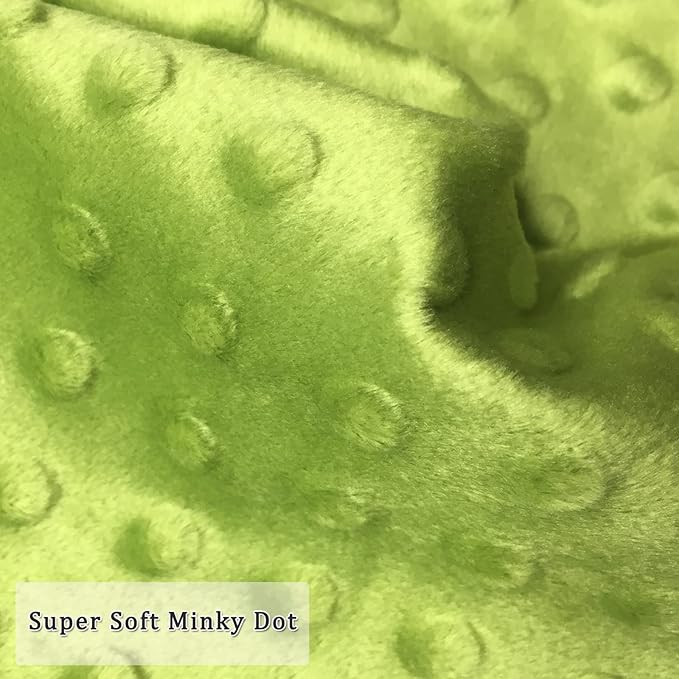 Baby Tags Soft Plush Snuggle Small Security Blanket with Colorful Tags Comfort Appease Towel Taggy Lovey Frog Minky Dot Blanket - 9 x 9 inches - Green
