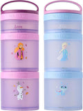 Whiskware Disney Princess Stackable Snack Containers for Kids and Toddlers, 3 Stackable Snack Cups for School and Travel, Frozen Elsa, Anna, Olaf, and Bruni (Pack of 2)