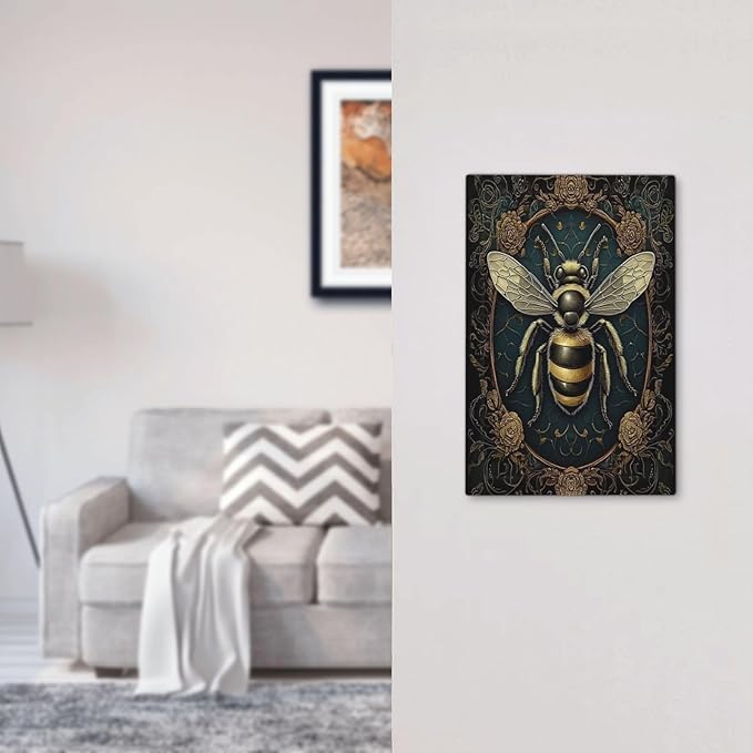 Light Switch Cover Plate Mid Century Bee Dark Floral 1 Gang No Device Blank Electrical Wall Plates Faceplate Decorative Switch Plate For Home Office Decor