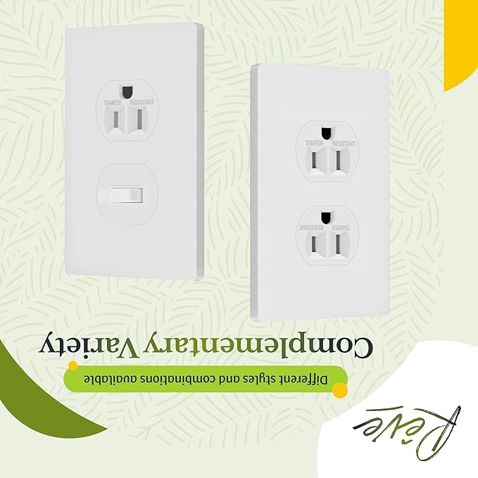 TG Screwless Duplex Wall Plate Covers, Child Safe Receptacle Outlet Covers, Size 1-Gang 4.68"x 2.93",Unbreakable Polycarbonate Thermoplastic,SP-S1-W-20PCS,Glossy, White, 20 Pack