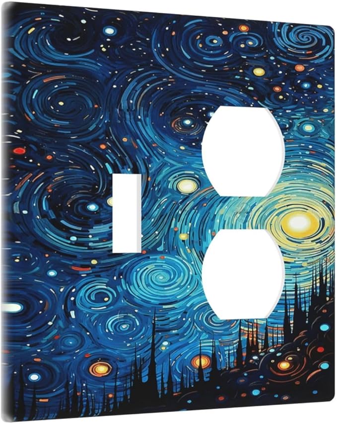 Outlet Covers Abstract Starry Night Style 1 Toggle 1 Duplex Switch Plate Covers Electrical Light Switch Cover Plate Decorative Wall Plate Socket Cover for Home living Room Decor