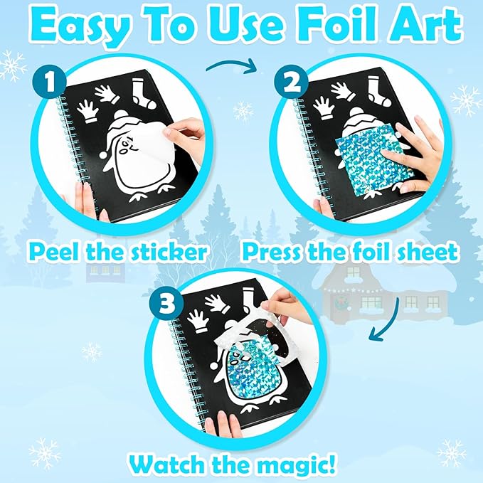 FUNNYB&G Foil Art Crafts for Kids Ages 4-8: Mother's Day 2026, Birthday Gift for Girls, Art and Crafts Supplies, Party Favors, Creative Toys for Girls 4 5 6 7 8 9 Years Old(Winter)