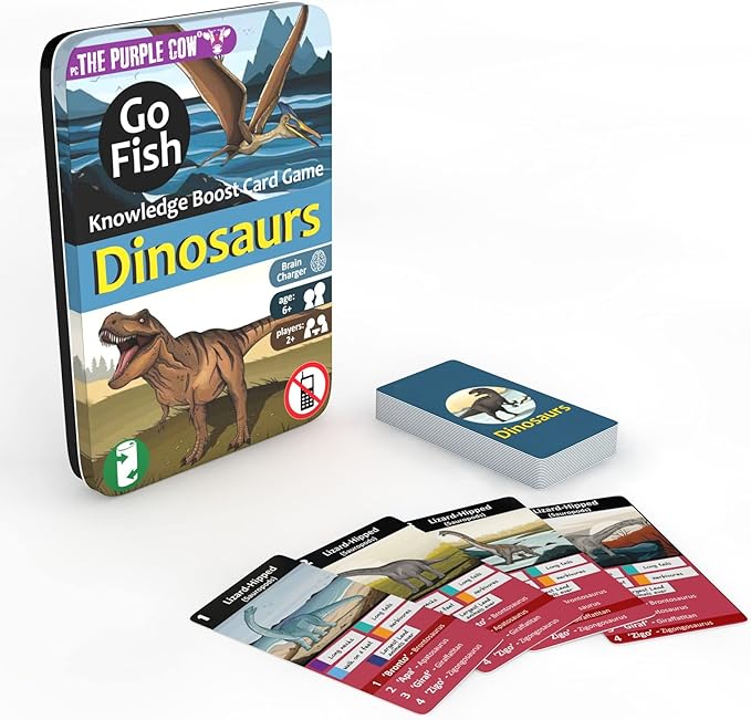 The Purple Cow Go Fish! - Dinosaurs - The Classic Card Game with a General Knowledge Boost for Kids & Families Ages 6+