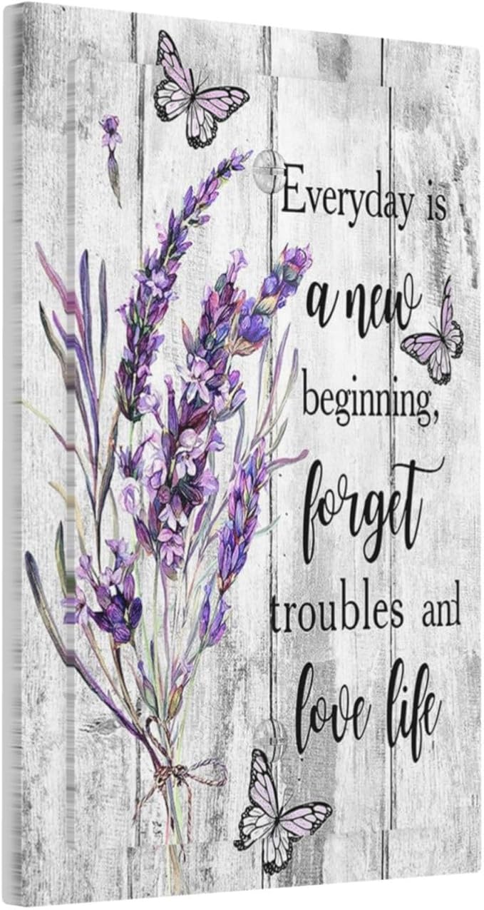 Decorative Light Switch Plate Covers Lavender Flower Purple Floral Butterfly on Plank Inspirational quotation 1 Gang No Device Single Blank Outlet Covers Wall Plate Light Switch Cover Plate