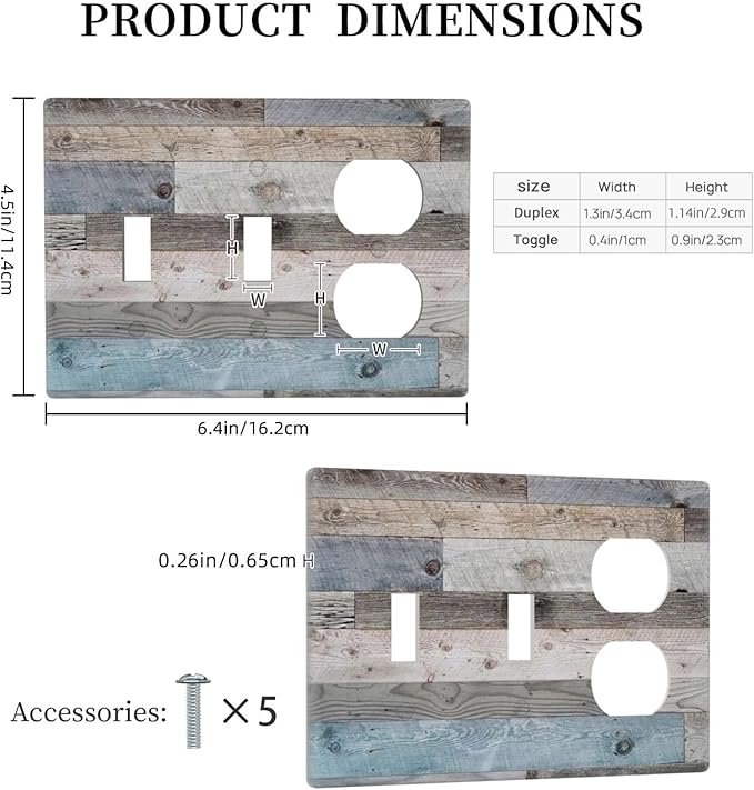 Western Barn Cabin Rustic Kitchen Country Teal Wooden Wood 3 Gang Combination 2 Toggle 1 Duplex Receptacle Light Switch Wall Plates and Outlet Cover Triple Device Combo Two Toggle One Receptacle Cover