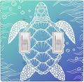 Sea Turtle Ocean 2-Gang Double Toggle Switch Plate, Blue Coastal Wall Plate for Bathroom, Beach House & Coastal Home