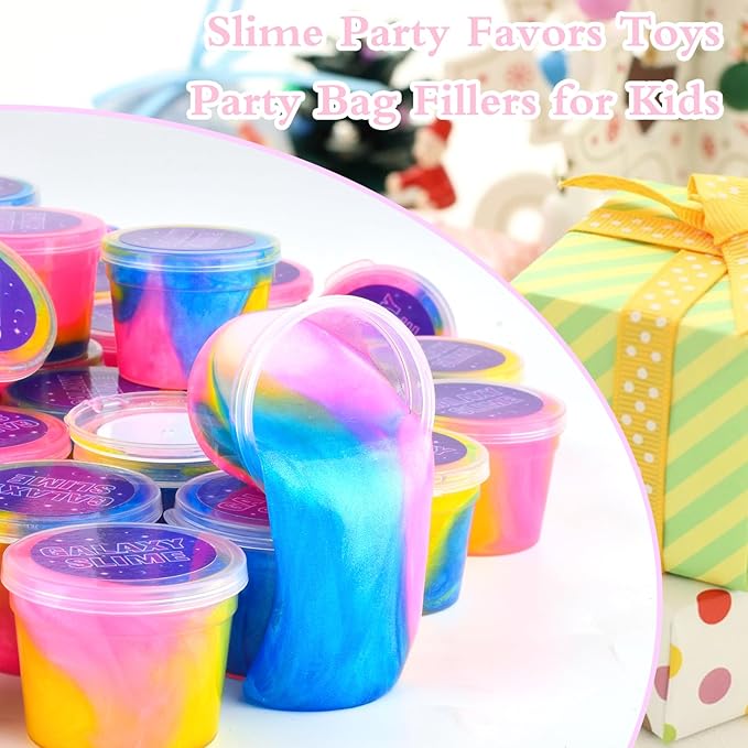 102 Pack Squishy Bulk Galaxy Slime Kit, Party Favors for Kids Slime Cup Bulk DIY Stress Relief Putty Toy Stretchy & Non-Sticky Valentine Day Birthday Goodie Bag Stuffer Classroom Reward for Girls Boys