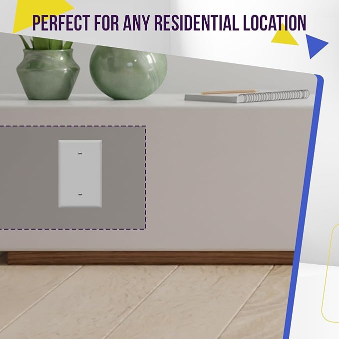 ENERLITES Oversized Blank Wall Plate, Jumbo Blank Outlet Covers, Over-Size 1-Gang 5.51" x 3.50", Unbreakable Polycarbonate Thermoplastic, UL Listed, 8801O-W-5PCS, Gloss Finish, White (5 Pack)