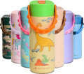 Elemental Insulated Kids Water Bottle, Stainless Steel Water Bottle with Straw Lid & Pop-It Handle, Leak-Proof Water Bottles for School, Boys or Girls, Travelling and Sports, 18oz - Skater Dinos