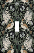 Decorative Light Switch Cover William Morris Vintage Floral Plants And Birds 1 Gang Single Toggle Decorator Outlet Wall Plate Device Electrical Faceplate Switchplates for Bedroom Home Decor